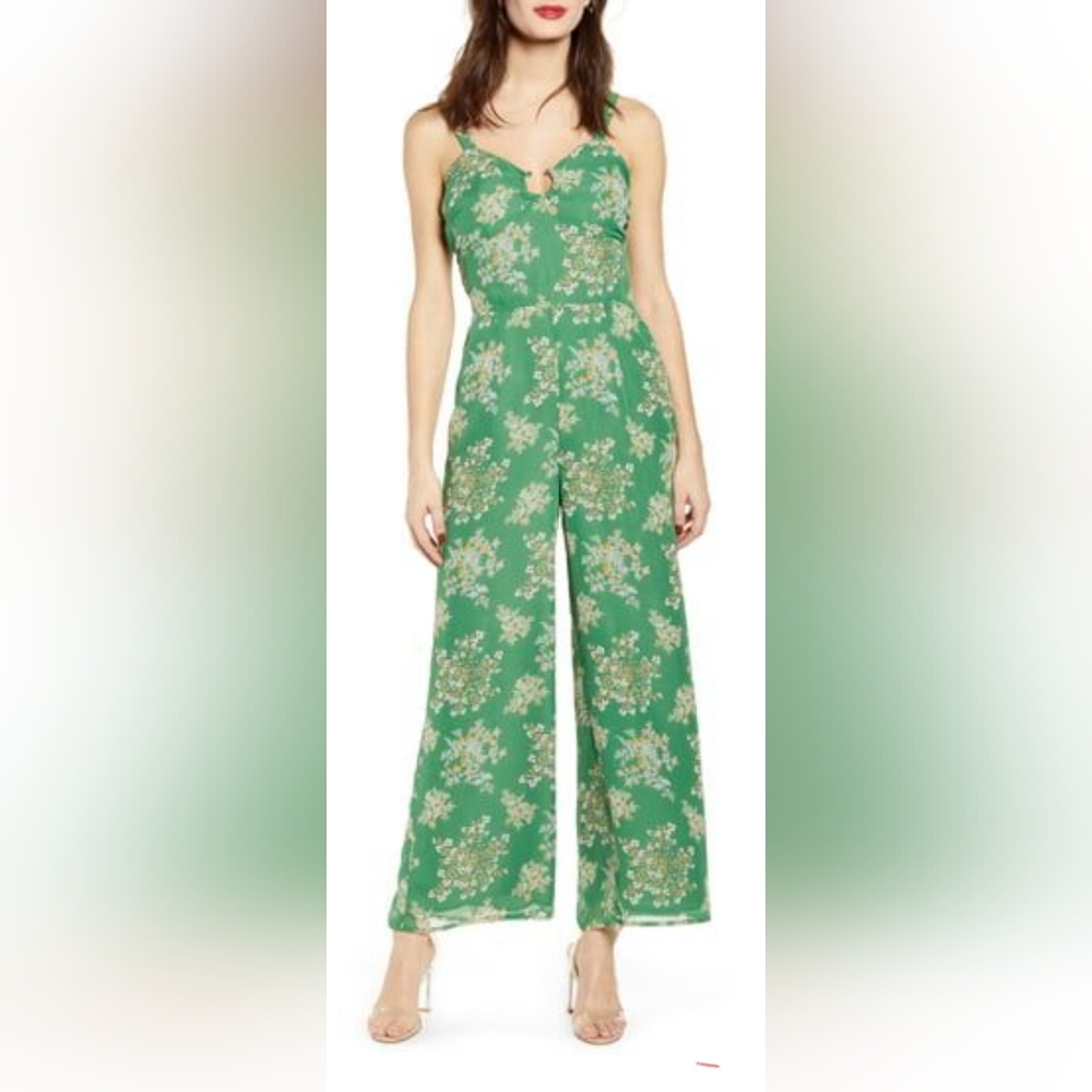 J.O.A. Floral Print Sleeveless Jumpsuit